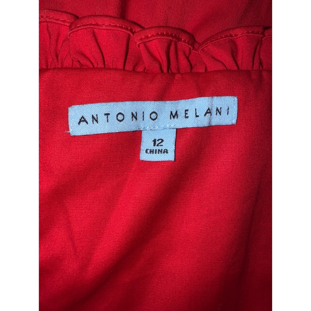 Antonio Melani Taylor Stretch Red Peplum Waist Cotton‎ Sateen Midi Dress Size 12 - Picture 6 of 8